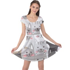 Cute Cats Seamless Pattern Cap Sleeve Dress by pakminggu