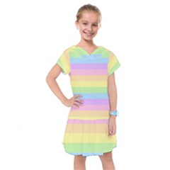 Cute Pastel Rainbow Striped Pattern Kids  Drop Waist Dress by pakminggu