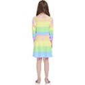 Cute Pastel Rainbow Striped Pattern Kids  Quarter Sleeve Skater Dress View2