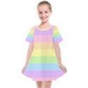 Cute Pastel Rainbow Striped Pattern Kids  Smock Dress View1