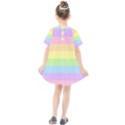 Cute Pastel Rainbow Striped Pattern Kids  Smock Dress View2