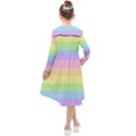 Cute Pastel Rainbow Striped Pattern Kids  Midi Sailor Dress View2