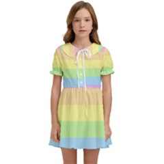 Cute Pastel Rainbow Striped Pattern Kids  Sweet Collar Dress by pakminggu