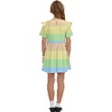 Cute Pastel Rainbow Striped Pattern Kids  Frilly Sleeves Pocket Dress View4