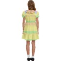 Cute Pastel Rainbow Striped Pattern Kids  Puff Sleeved Dress View4