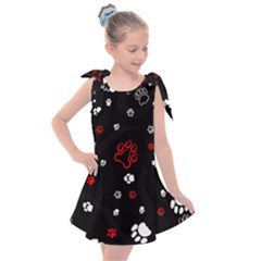 Art Pattern Traces Paw Kids  Tie Up Tunic Dress by pakminggu