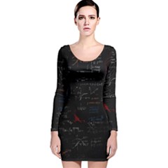 Math Mathematics Pattern Long Sleeve Velvet Bodycon Dress by pakminggu