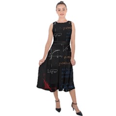 Math Mathematics Pattern Midi Tie-back Chiffon Dress by pakminggu