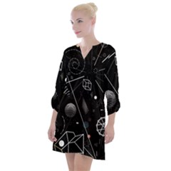 Future Space Aesthetic Math Open Neck Shift Dress by pakminggu