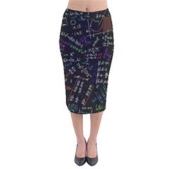 Mathematics  Physics Maths Math Pattern Velvet Midi Pencil Skirt by pakminggu