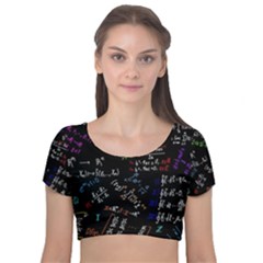 Mathematics  Physics Maths Math Pattern Velvet Short Sleeve Crop Top  by pakminggu