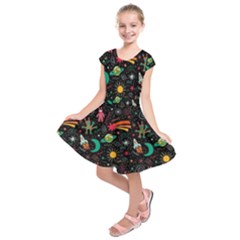 Space Seamless Pattern Kids  Short Sleeve Dress by pakminggu