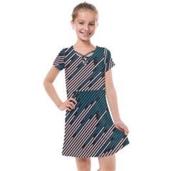 Abstract Diagonal Striped Lines Pattern Kids  Cross Web Dress by pakminggu