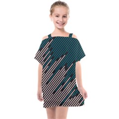 Abstract Diagonal Striped Lines Pattern Kids  One Piece Chiffon Dress by pakminggu