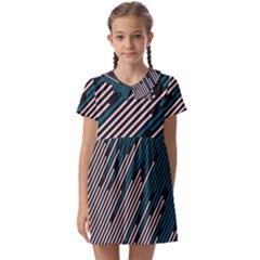 Abstract Diagonal Striped Lines Pattern Kids  Asymmetric Collar Dress by pakminggu