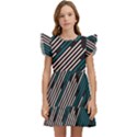 Abstract Diagonal Striped Lines Pattern Kids  Winged Sleeve Dress View1