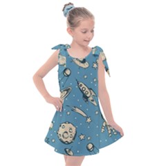 Space Objects Nursery Pattern Kids  Tie Up Tunic Dress by pakminggu