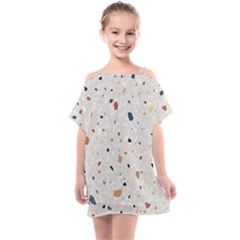 Terrazzo Natural Stone Pattern Art Kids  One Piece Chiffon Dress by pakminggu