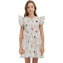 Terrazzo Natural Stone Pattern Art Kids  Winged Sleeve Dress by pakminggu