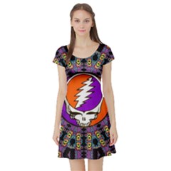 Gratefuldead Grateful Dead Pattern Short Sleeve Skater Dress by Cowasu