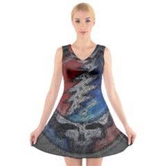 Grateful Dead Logo V-neck Sleeveless Dress by Cowasu