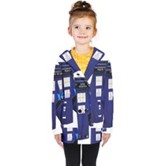 Tardis-doctor-who Kids  Double Breasted Button Coat by Cowasu