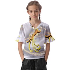 Phoenix Kids  V-neck Horn Sleeve Blouse by Cowasu