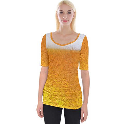 Beer Bubbles Pattern Wide Neckline T-shirt by Cowasu