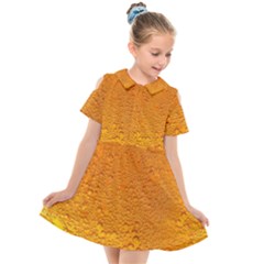 Beer Bubbles Pattern Kids  Short Sleeve Shirt Dress by Cowasu