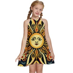 Boho Sun Kids  Halter Collar Waist Tie Chiffon Dress by Valentinaart