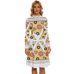 Pizza-slice-food-italian Long Sleeve Shirt Collar A-line Dress by Cowasu