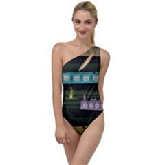 Narrow-boats-scene-pattern To One Side Swimsuit by Cowasu