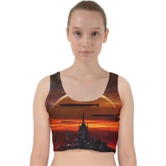 Science-fiction-digital-illustration Velvet Racer Back Crop Top by Cowasu