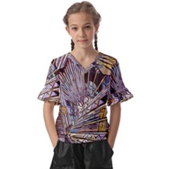 Abstract-drawing-design-modern Kids  V-neck Horn Sleeve Blouse by Cowasu