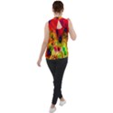 Color-background-structure-lines Mock Neck Chiffon Sleeveless Top View2