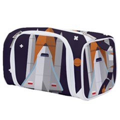 Rocket-space-universe-spaceship Toiletries Pouch by Cowasu