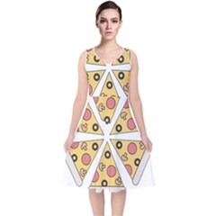 Pizza-slice-food-italian V-neck Midi Sleeveless Dress  by Sarkoni