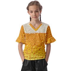 Bubble-beer Kids  V-neck Horn Sleeve Blouse by Sarkoni