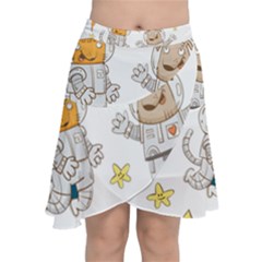 Astronaut-dog-cat-clip-art-kitten Chiffon Wrap Front Skirt by Sarkoni