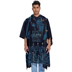 Castle Starry Night Van Gogh Parody Men s Hooded Rain Ponchos by Sarkoni