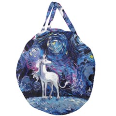 Unicorn Starry Night Print Van Gogh Giant Round Zipper Tote by Sarkoni