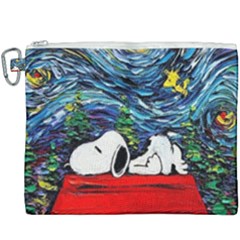 Dog Cartoon Vincent Van Gogh s Starry Night Parody Canvas Cosmetic Bag (xxxl) by Sarkoni