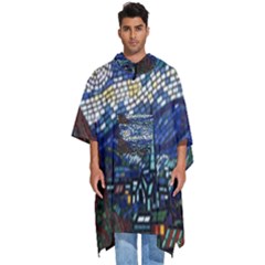 Mosaic Art Vincent Van Gogh s Starry Night Men s Hooded Rain Ponchos by Sarkoni