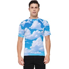 Sky Clouds Blue Cartoon Animated Men s Short Sleeve Rash Guard by Bangk1t