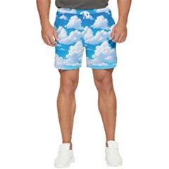 Sky Clouds Blue Cartoon Animated Men s Runner Shorts by Bangk1t