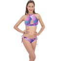 Geometry Abstract Pattern Hypercube Cross Front Halter Bikini Set View1