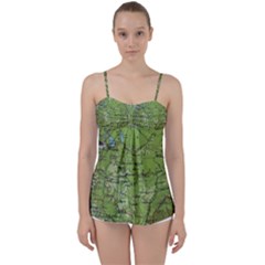 Map Earth World Russia Europe Babydoll Tankini Top by Bangk1t