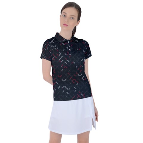 Abstract Dark Pattern Minimal Women s Polo T-shirt by Bedest