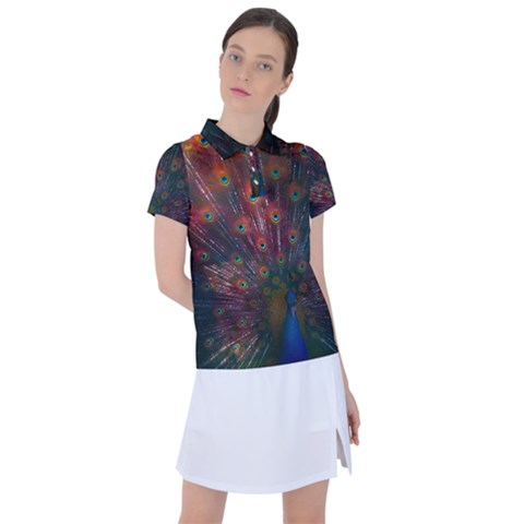 Peacock Feather Bird Women s Polo T-shirt by Bedest