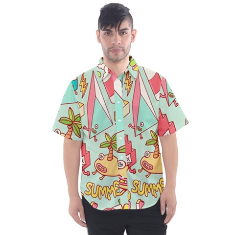 Summer Up Cute Doodle Men s Short Sleeve Shirt by Bedest